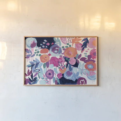 Garden Riot by Wild Apple Portfolio. shown as a paper print in a natural frame. Available as a archival giclee rolled canvas, fine art paper, or poster print. SKU 21365i.