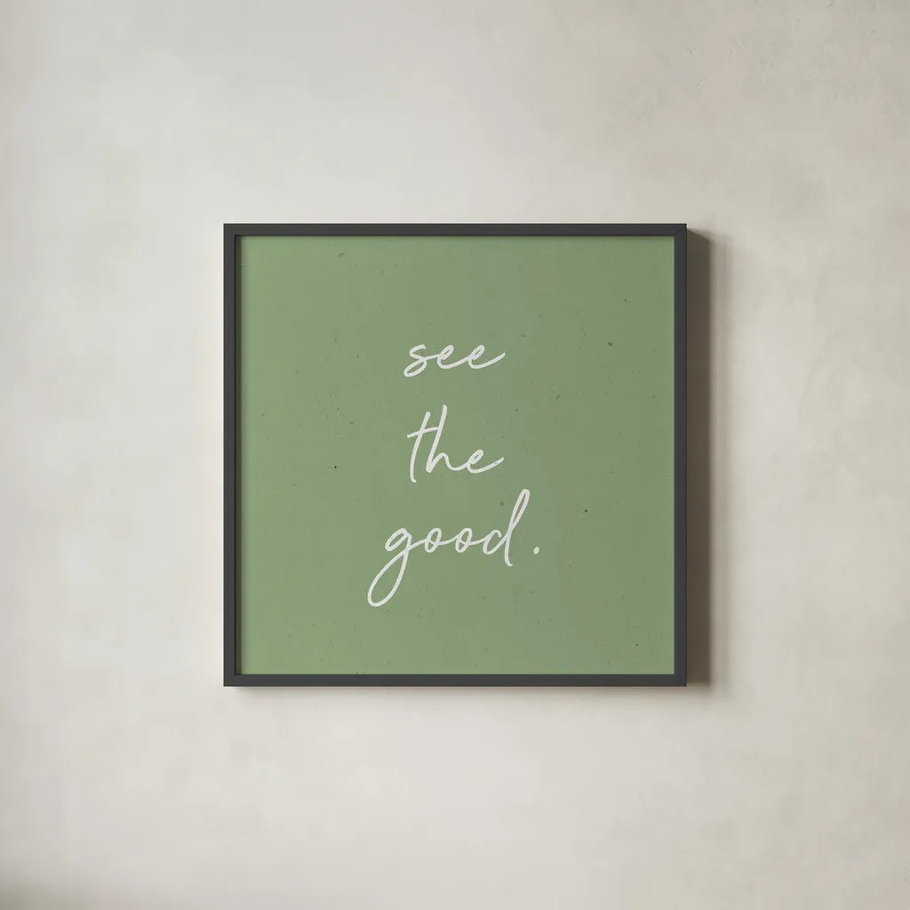 Gentle Words I by Wild Apple Portfolio. Shown in a sleek black glass frame for a contemporary gallery look. Available as an archival giclee rolled canvas, fine art paper, or poster print. SKU 64641a.