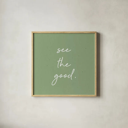 Gentle Words I by Wild Apple Portfolio. Shown in a natural wood glass frame for a timeless modern aesthetic. Available as an archival giclee rolled canvas, fine art paper, or poster print. SKU 64641a.