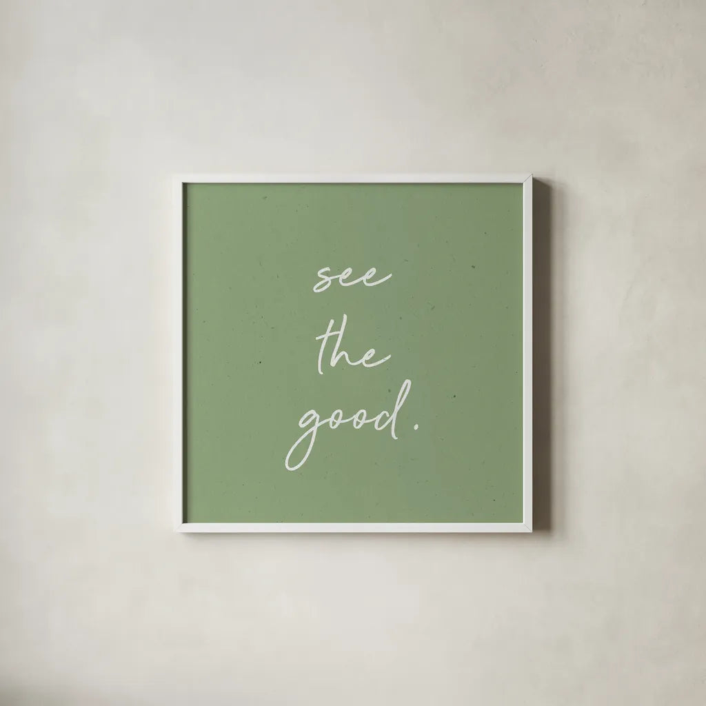 Gentle Words I by Wild Apple Portfolio. Shown in a crisp white glass frame for a clean and minimalist style. Available as an archival giclee rolled canvas, fine art paper, or poster print. SKU 64641a.