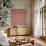 Gentle Words III by Wild Apple Portfolio. Shown in a natural wood frame in a cozy modern living room. Available as an archival giclee rolled canvas, fine art paper, or poster print. SKU 64643a.