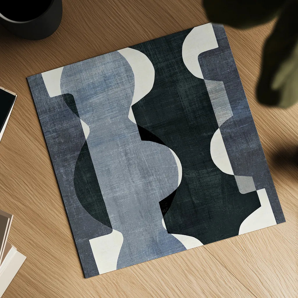 Geometric Deco I BW by Wild Apple Portfolio. Shown as a detailed flat fine art print, highlighting archival giclee quality. Available as an archival giclee rolled canvas, fine art paper, or poster print. SKU 32047a.