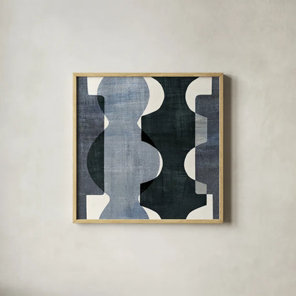 Geometric Deco I BW by Wild Apple Portfolio. Shown in a natural wood glass frame for a timeless modern aesthetic. Available as an archival giclee rolled canvas, fine art paper, or poster print. SKU 32047a.