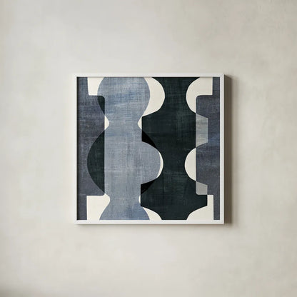Geometric Deco I BW by Wild Apple Portfolio. Shown in a crisp white glass frame for a clean and minimalist style. Available as an archival giclee rolled canvas, fine art paper, or poster print. SKU 32047a.