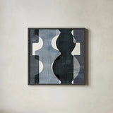 Geometric Deco II BW by Wild Apple Portfolio. Shown in a sleek black glass frame for a contemporary gallery look. Available as an archival giclee rolled canvas, fine art paper, or poster print. SKU 32048a.
