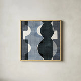 Geometric Deco II BW by Wild Apple Portfolio. Shown in a natural wood glass frame for a timeless modern aesthetic. Available as an archival giclee rolled canvas, fine art paper, or poster print. SKU 32048a.