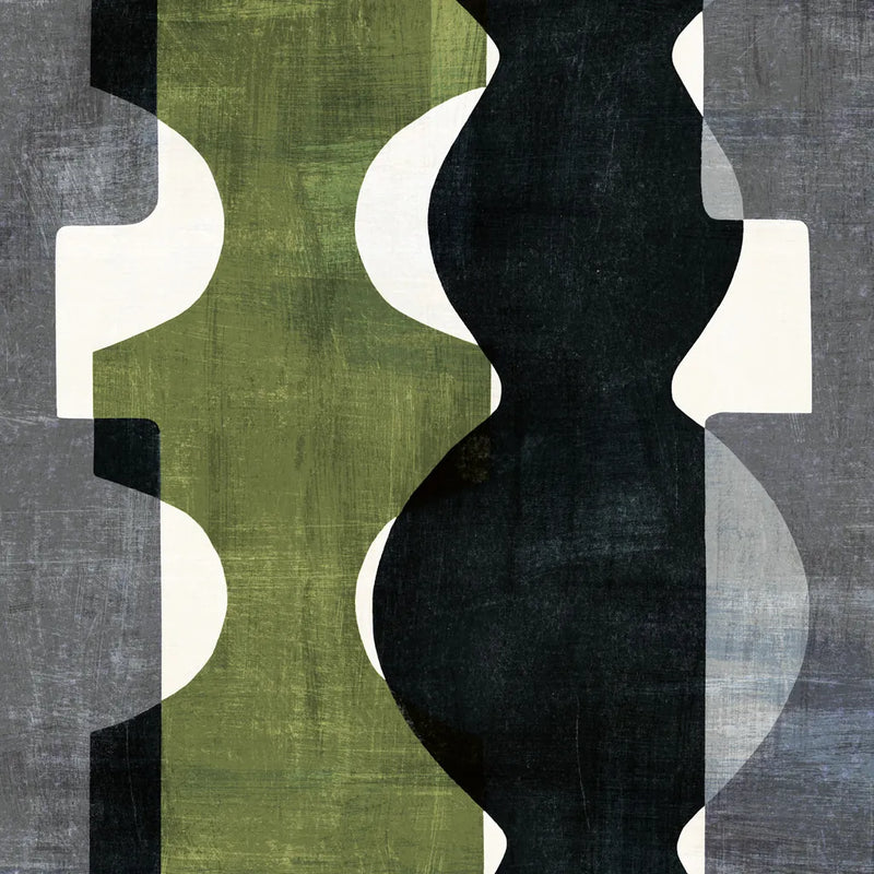 Geometric Deco II with Green by Wild Apple Portfolio. SKU 56963a. Archival Giclee Fine art print for wall decor.