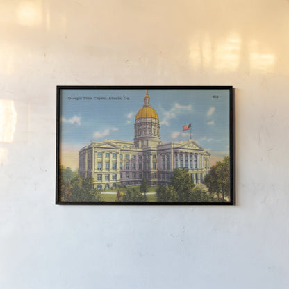 Georgia State Capitol Atlanta by Wild Apple Portfolio. shown as a paper print in a black flame. Available as a archival giclee rolled canvas, fine art paper, or poster print. SKU 101642i.