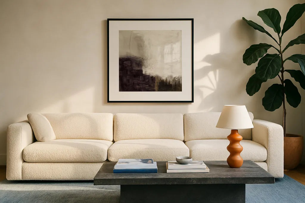 Geyser by Wild Apple Portfolio. Displayed in a glass frame with matte in a clean modern living room. Available as an archival giclee rolled canvas, fine art paper, or poster print. SKU 71764a.