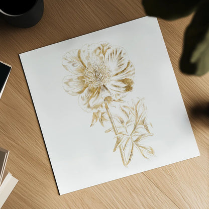 Gilded Botanical VIII Sq by Wild Apple Portfolio. Shown as a detailed flat fine art print, highlighting archival giclee quality. Available as an archival giclee rolled canvas, fine art paper, or poster print. SKU 33668a.