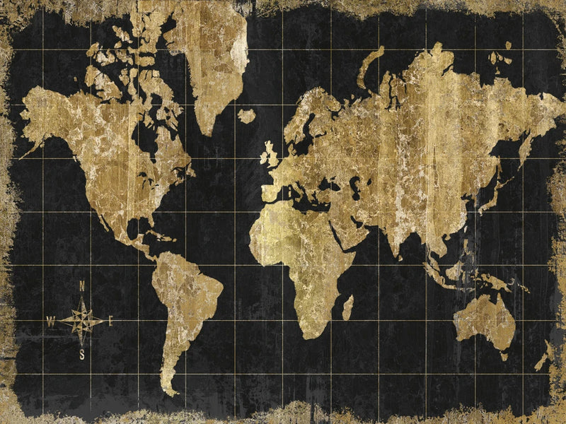 Gilded Map Black Gold by Wild Apple Portfolio
