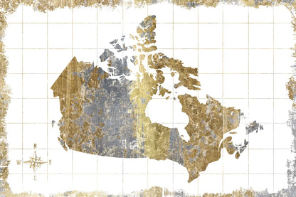 Gilded Map Canada by Wild Apple Portfolio. SKU 41345i. Archival Giclee Fine art print for wall decor.