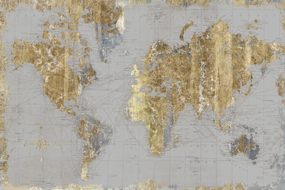 Gilded Map Light Gray by Wild Apple Portfolio. SKU 49128i. Archival Giclee Fine art print for wall decor.