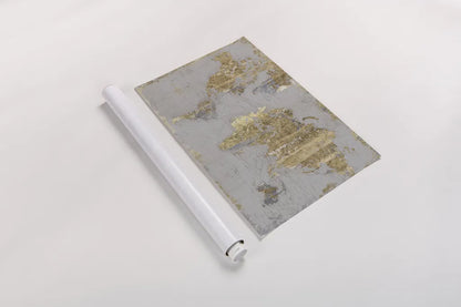Gilded Map Light Gray by Wild Apple Portfolio. shown as a rolled paper print. Available as archival giclee rolled canvas, fine art paper, or poster print. SKU 49128i.