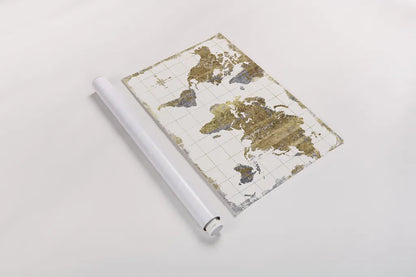 Gilded Map Linen by Wild Apple Portfolio. shown as a rolled paper print. Available as archival giclee rolled canvas, fine art paper, or poster print. SKU 20670i.