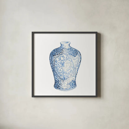 Ginger Jar I on White by Wild Apple Portfolio. Shown in a sleek black glass frame for a contemporary gallery look. Available as an archival giclee rolled canvas, fine art paper, or poster print. SKU 41837a.