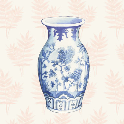 Ginger Jar II Coral No Border by Wild Apple Portfolio. SKU 51758a. Archival Giclee Fine art print for wall decor.