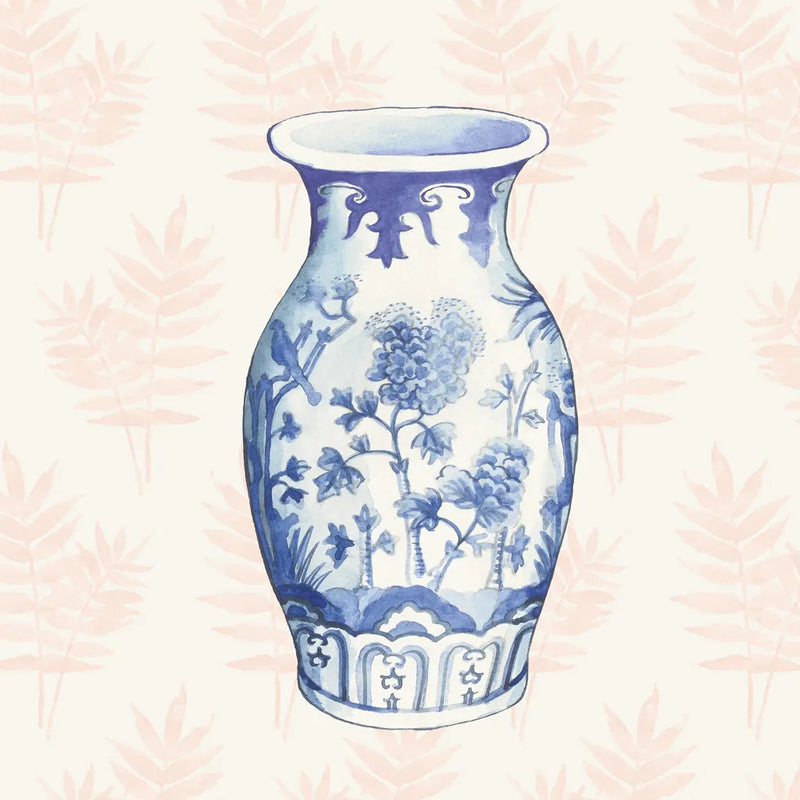 Ginger Jar II Coral No Border by Wild Apple Portfolio. SKU 51758a. Archival Giclee Fine art print for wall decor.