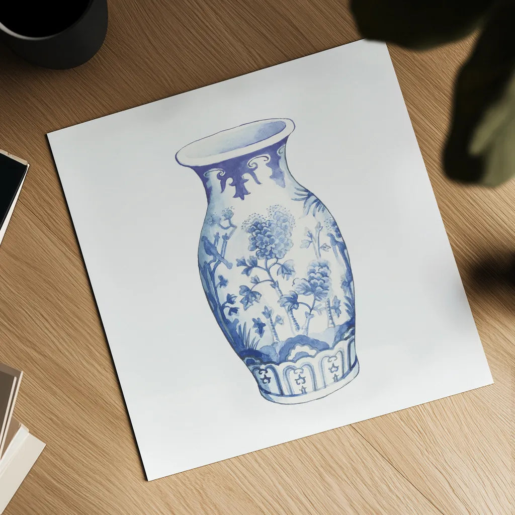 Ginger Jar II on White by Wild Apple Portfolio. Shown as a detailed flat fine art print, highlighting archival giclee quality. Available as an archival giclee rolled canvas, fine art paper, or poster print. SKU 41838a.