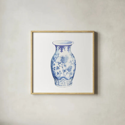 Ginger Jar II on White by Wild Apple Portfolio. Shown in a natural wood glass frame for a timeless modern aesthetic. Available as an archival giclee rolled canvas, fine art paper, or poster print. SKU 41838a.