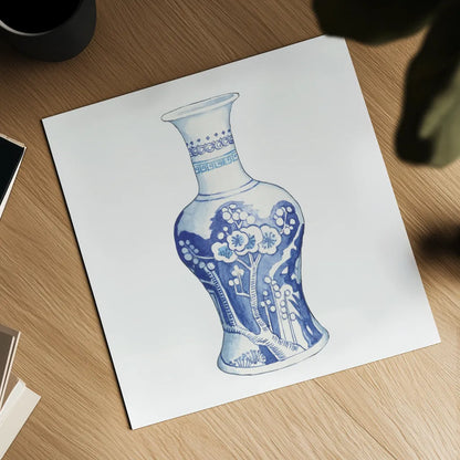 Ginger Jar III on White by Wild Apple Portfolio. Shown as a detailed flat fine art print, highlighting archival giclee quality. Available as an archival giclee rolled canvas, fine art paper, or poster print. SKU 41839a.