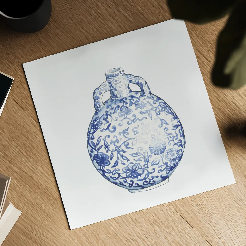 Ginger Jar IV on White by Wild Apple Portfolio. Shown as a detailed flat fine art print, highlighting archival giclee quality. Available as an archival giclee rolled canvas, fine art paper, or poster print. SKU 41840a.