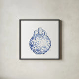 Ginger Jar IV on White by Wild Apple Portfolio. Shown in a sleek black glass frame for a contemporary gallery look. Available as an archival giclee rolled canvas, fine art paper, or poster print. SKU 41840a.