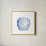 Ginger Jar V on White by Wild Apple Portfolio. Shown in a natural wood glass frame for a timeless modern aesthetic. Available as an archival giclee rolled canvas, fine art paper, or poster print. SKU 41841a.