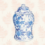 Ginger Jar VI Coral No Border by Wild Apple Portfolio. SKU 51759a. Archival Giclee Fine art print for wall decor.