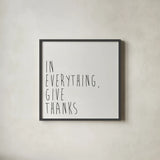 Give Thanks I by Wild Apple Portfolio. Shown in a sleek black glass frame for a contemporary gallery look. Available as an archival giclee rolled canvas, fine art paper, or poster print. SKU 68049a.