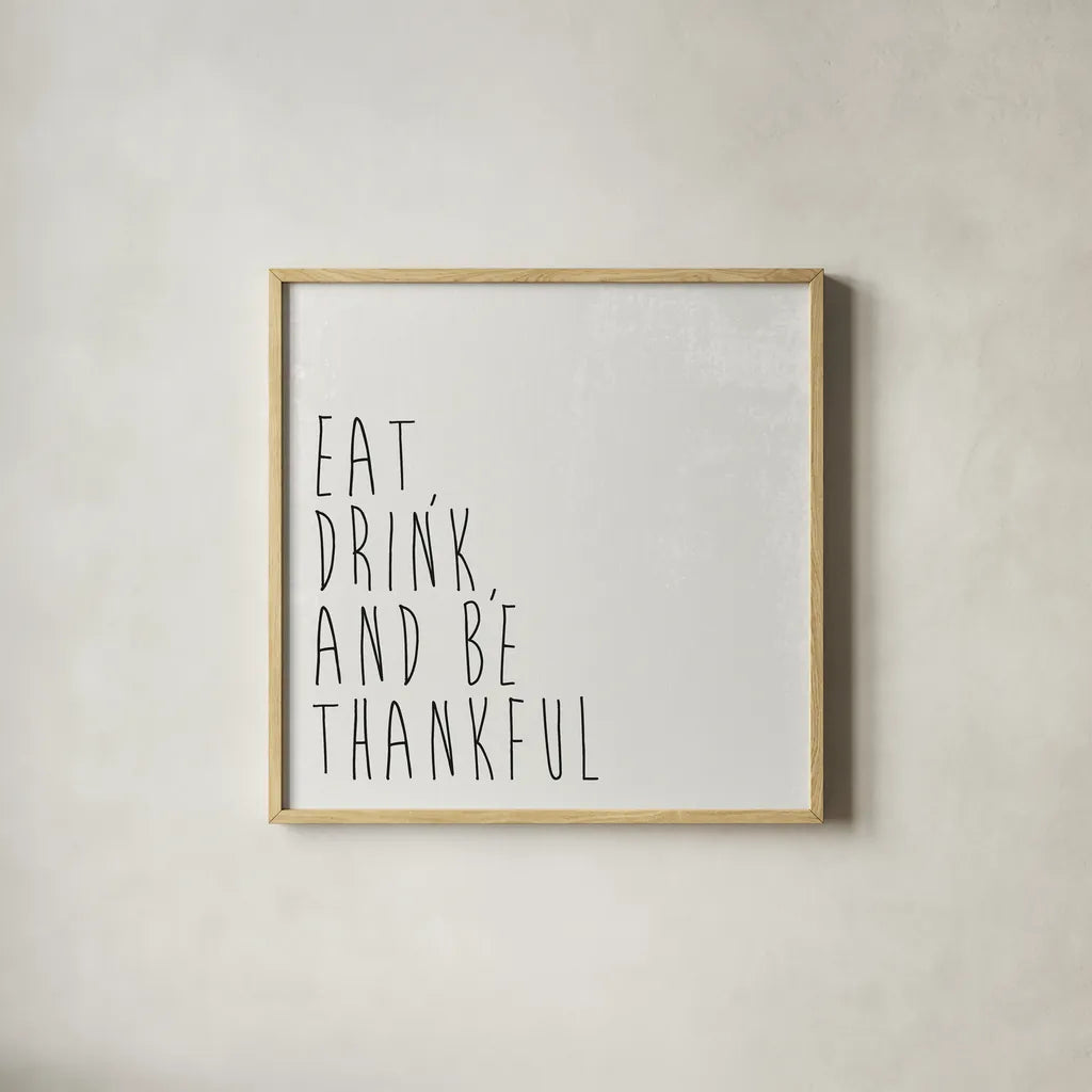 Give Thanks II by Wild Apple Portfolio. Shown in a natural wood glass frame for a timeless modern aesthetic. Available as an archival giclee rolled canvas, fine art paper, or poster print. SKU 68050a.