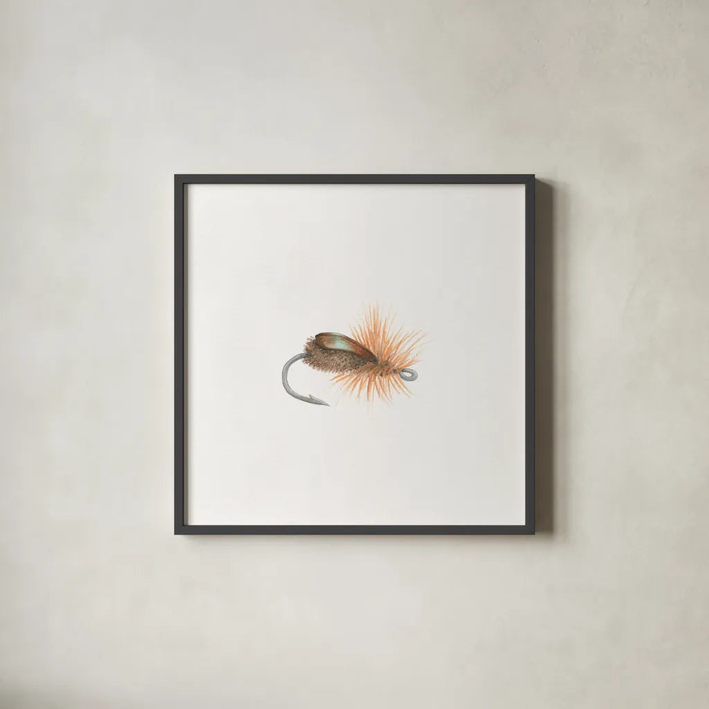 Gone Fishin II by Wild Apple Portfolio. Shown in a sleek black glass frame for a contemporary gallery look. Available as an archival giclee rolled canvas, fine art paper, or poster print. SKU 31880a.