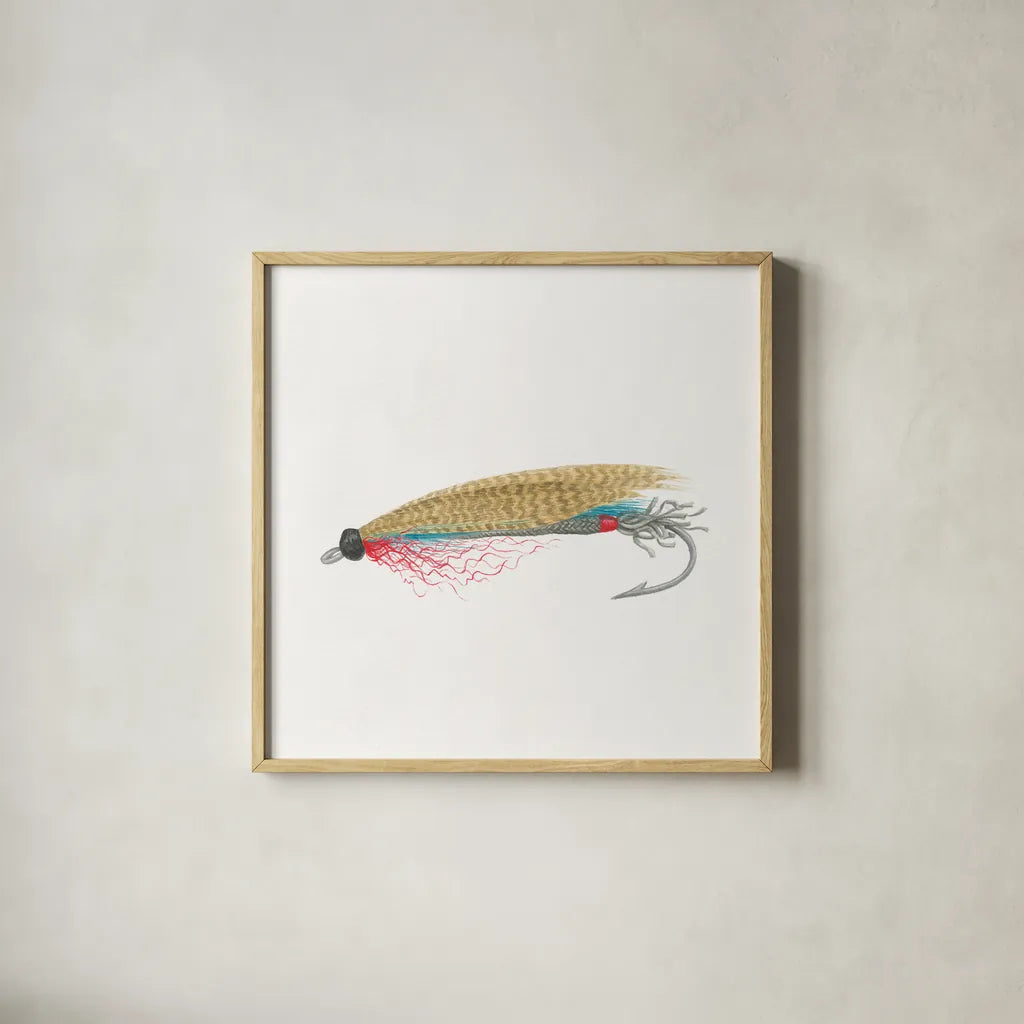 Gone Fishin III by Wild Apple Portfolio. Shown in a natural wood glass frame for a timeless modern aesthetic. Available as an archival giclee rolled canvas, fine art paper, or poster print. SKU 31881a.