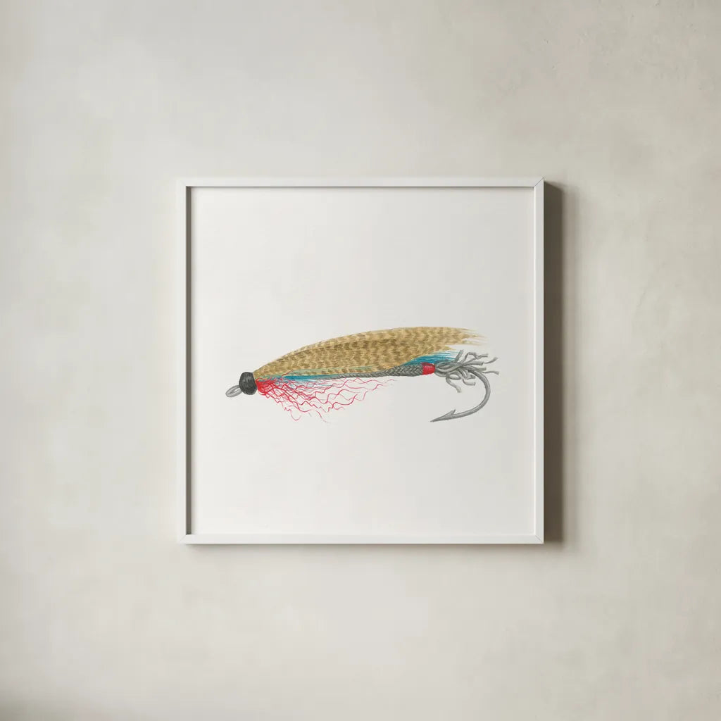 Gone Fishin III by Wild Apple Portfolio. Shown in a crisp white glass frame for a clean and minimalist style. Available as an archival giclee rolled canvas, fine art paper, or poster print. SKU 31881a.