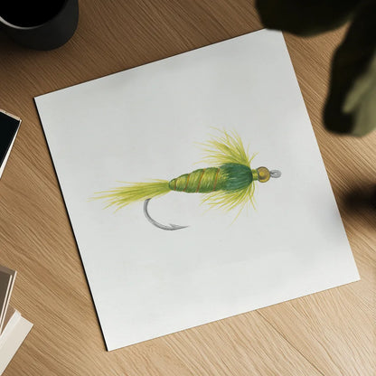Gone Fishin IV by Wild Apple Portfolio. Shown as a detailed flat fine art print, highlighting archival giclee quality. Available as an archival giclee rolled canvas, fine art paper, or poster print. SKU 31882a.