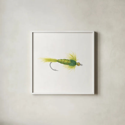 Gone Fishin IV by Wild Apple Portfolio. Shown in a crisp white glass frame for a clean and minimalist style. Available as an archival giclee rolled canvas, fine art paper, or poster print. SKU 31882a.