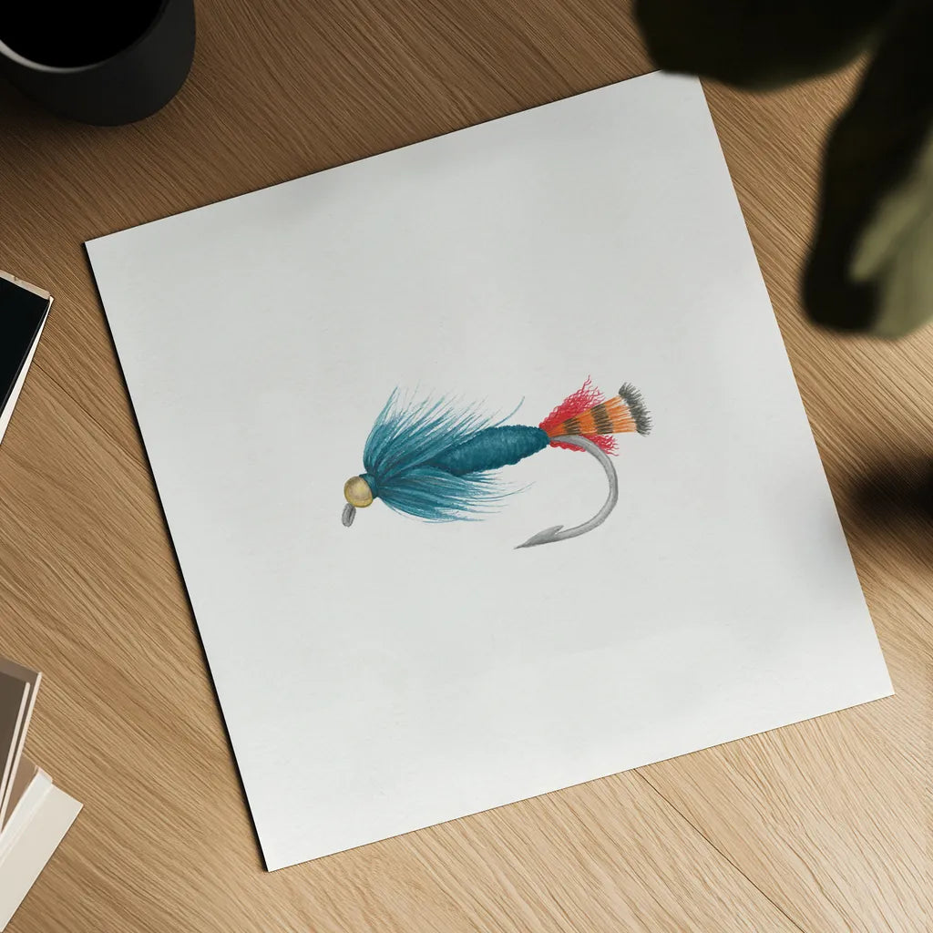 Gone Fishin IX by Wild Apple Portfolio. Shown as a detailed flat fine art print, highlighting archival giclee quality. Available as an archival giclee rolled canvas, fine art paper, or poster print. SKU 31887a.