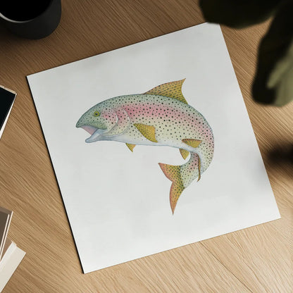 Gone Fishin Rainbow by Wild Apple Portfolio. Shown as a detailed flat fine art print, highlighting archival giclee quality. Available as an archival giclee rolled canvas, fine art paper, or poster print. SKU 34834a.