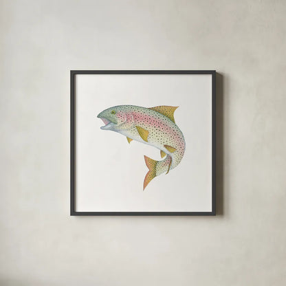 Gone Fishin Rainbow by Wild Apple Portfolio. Shown in a sleek black glass frame for a contemporary gallery look. Available as an archival giclee rolled canvas, fine art paper, or poster print. SKU 34834a.