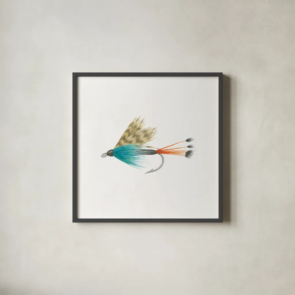 Gone Fishin V by Wild Apple Portfolio. Shown in a sleek black glass frame for a contemporary gallery look. Available as an archival giclee rolled canvas, fine art paper, or poster print. SKU 31883a.
