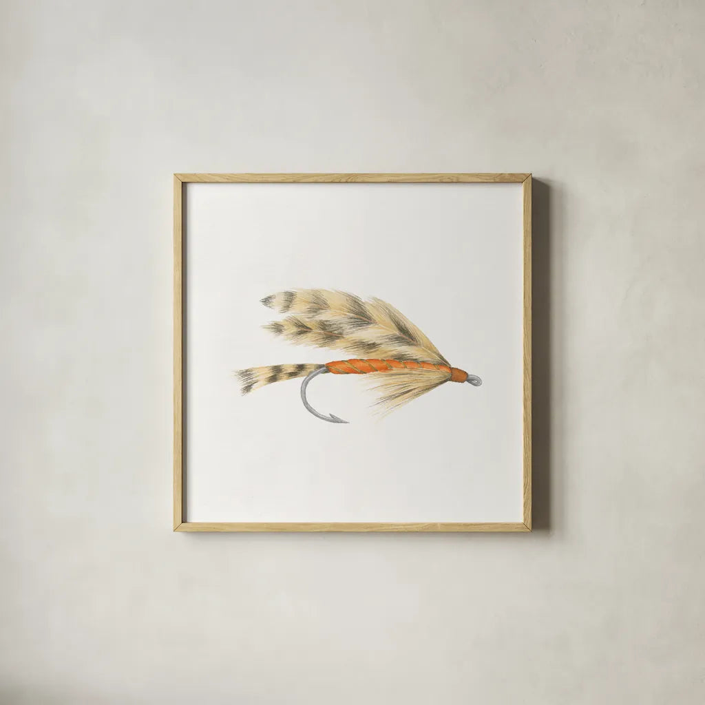 Gone Fishin VI by Wild Apple Portfolio. Shown in a natural wood glass frame for a timeless modern aesthetic. Available as an archival giclee rolled canvas, fine art paper, or poster print. SKU 31884a.
