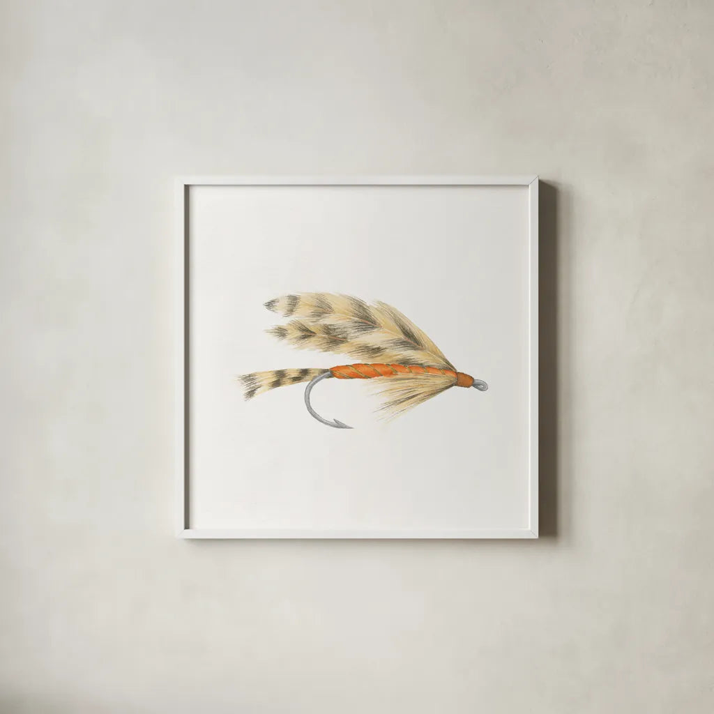 Gone Fishin VI by Wild Apple Portfolio. Shown in a crisp white glass frame for a clean and minimalist style. Available as an archival giclee rolled canvas, fine art paper, or poster print. SKU 31884a.