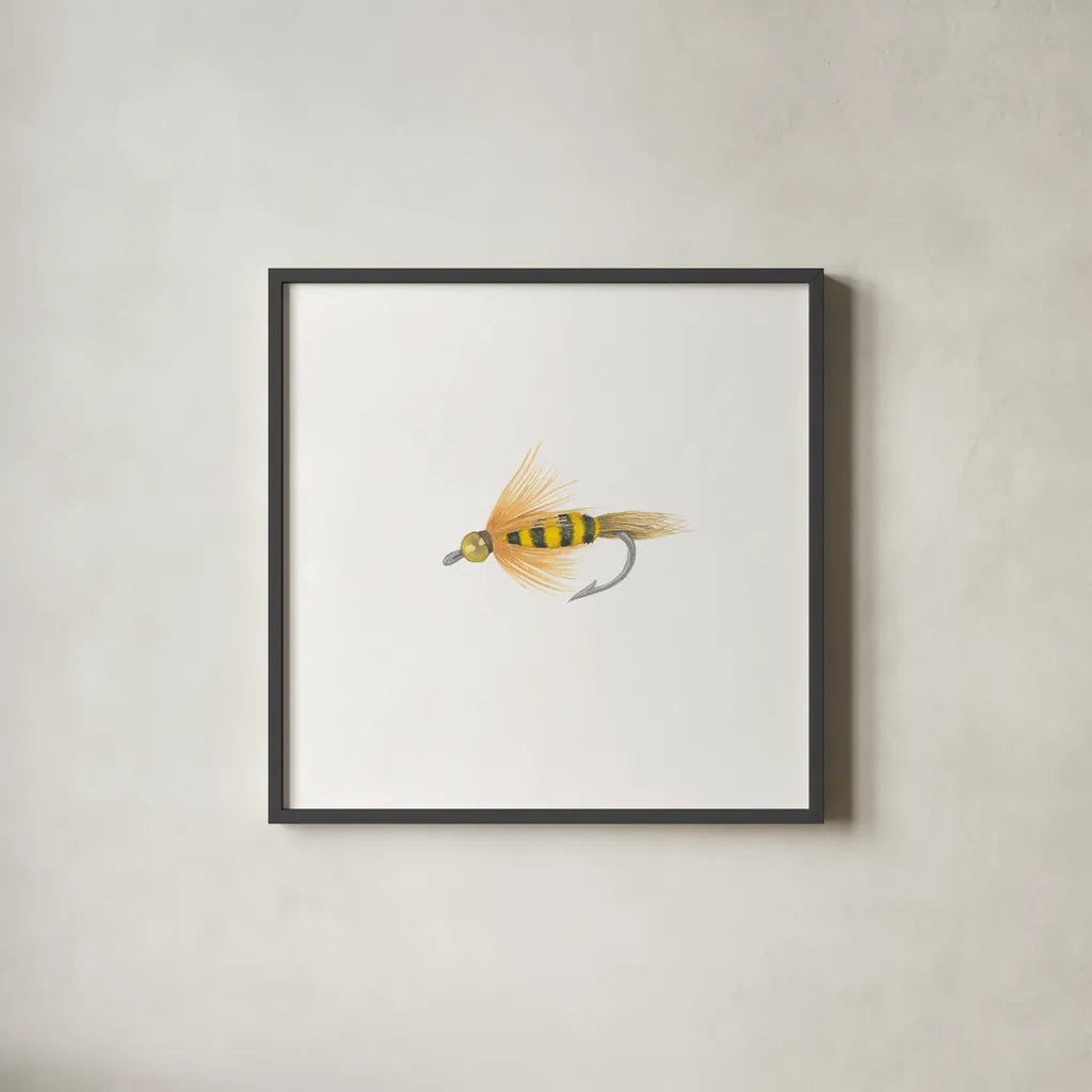 Gone Fishin VII by Wild Apple Portfolio. Shown in a sleek black glass frame for a contemporary gallery look. Available as an archival giclee rolled canvas, fine art paper, or poster print. SKU 31885a.