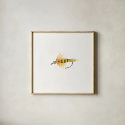 Gone Fishin VII by Wild Apple Portfolio. Shown in a natural wood glass frame for a timeless modern aesthetic. Available as an archival giclee rolled canvas, fine art paper, or poster print. SKU 31885a.
