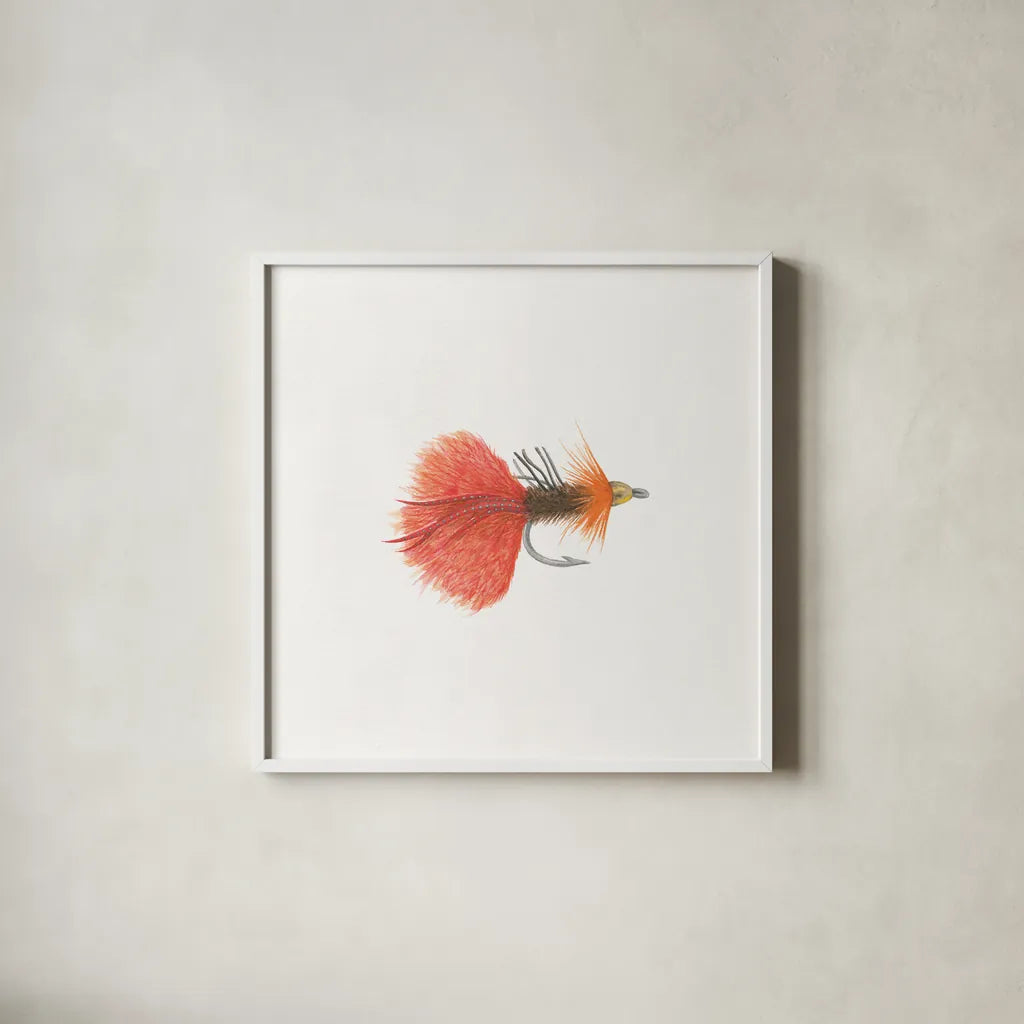 Gone Fishin VIII by Wild Apple Portfolio. Shown in a crisp white glass frame for a clean and minimalist style. Available as an archival giclee rolled canvas, fine art paper, or poster print. SKU 31886a.