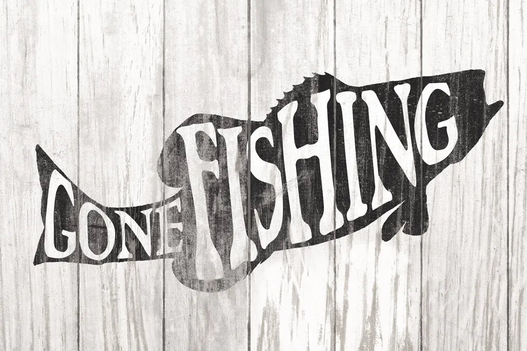 Gone Fishing Sign by Wild Apple Portfolio. SKU 72461i. Archival Giclee Fine art print for wall decor.