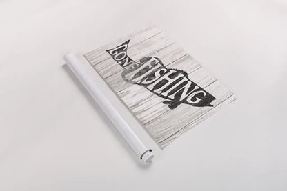 Gone Fishing Sign by Wild Apple Portfolio. shown as a rolled paper print. Available as archival giclee rolled canvas, fine art paper, or poster print. SKU 72461i.