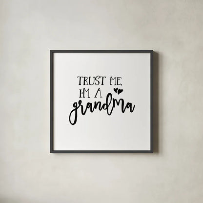 Grandma Inspiration I by Wild Apple Portfolio. Shown in a sleek black glass frame for a contemporary gallery look. Available as an archival giclee rolled canvas, fine art paper, or poster print. SKU 54755a.