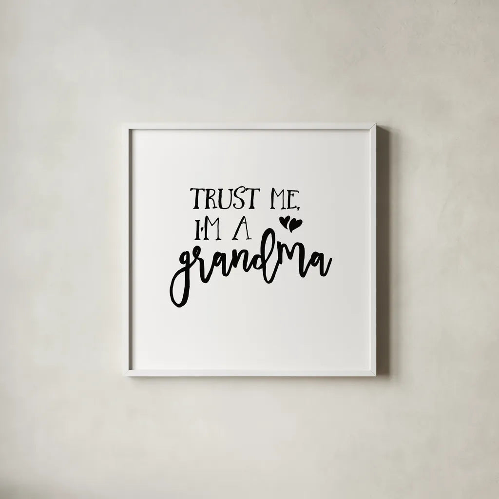 Grandma Inspiration I by Wild Apple Portfolio. Shown in a crisp white glass frame for a clean and minimalist style. Available as an archival giclee rolled canvas, fine art paper, or poster print. SKU 54755a.