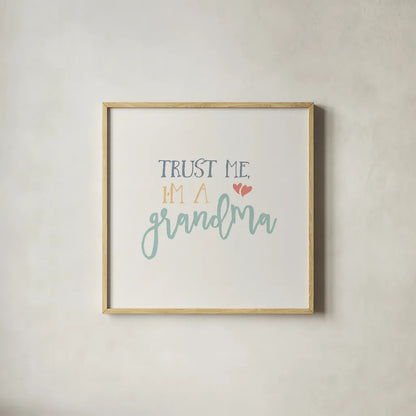 Grandma Inspiration I Color by Wild Apple Portfolio. Shown in a natural wood glass frame for a timeless modern aesthetic. Available as an archival giclee rolled canvas, fine art paper, or poster print. SKU 54783a.